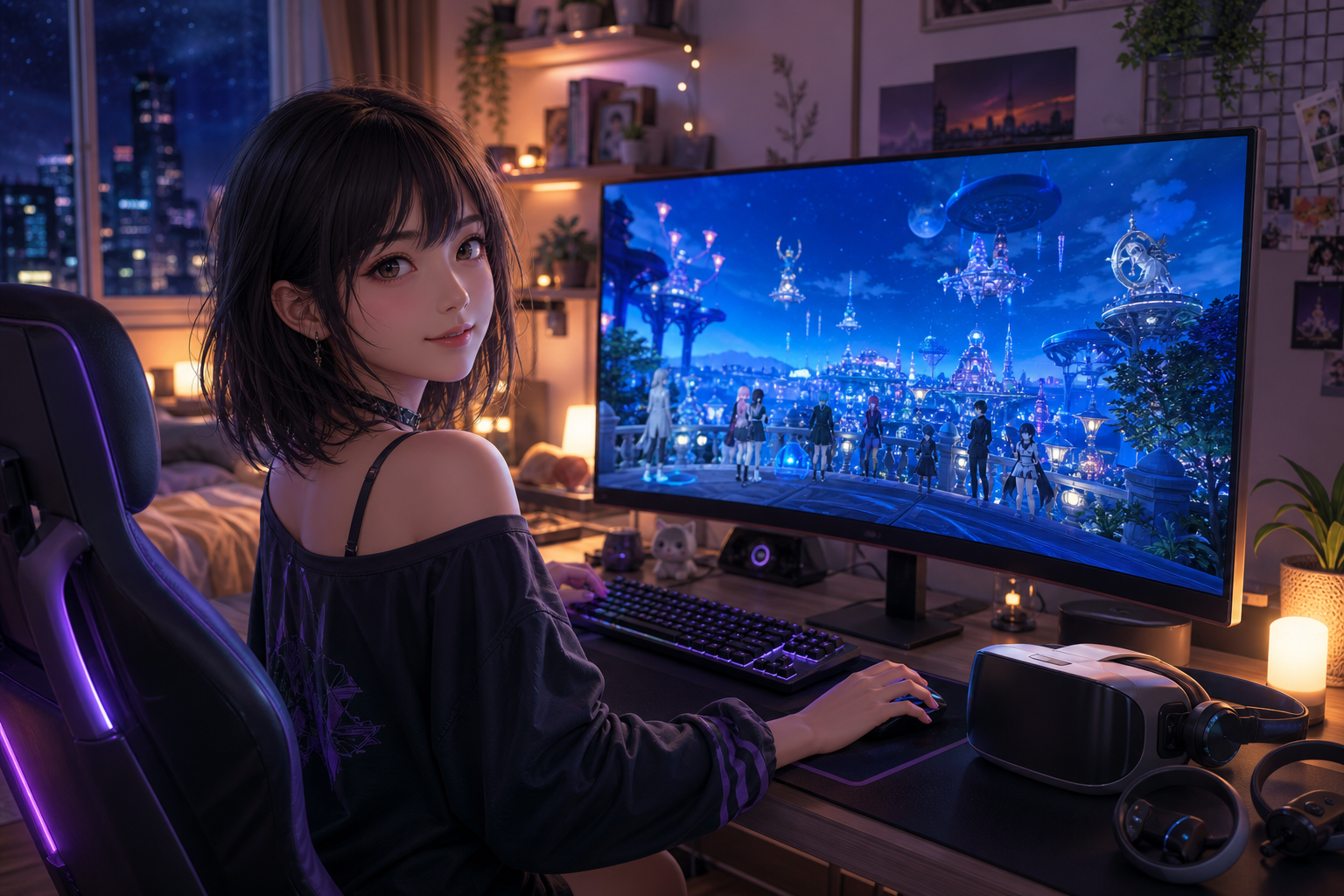 PCのデスクトップとVRヘッドセットでVRChatを始める株式会社ライバー編集部制作イメージ