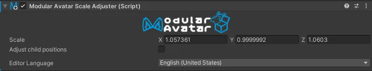 Modular Avatar Scale AdjusterのInspector