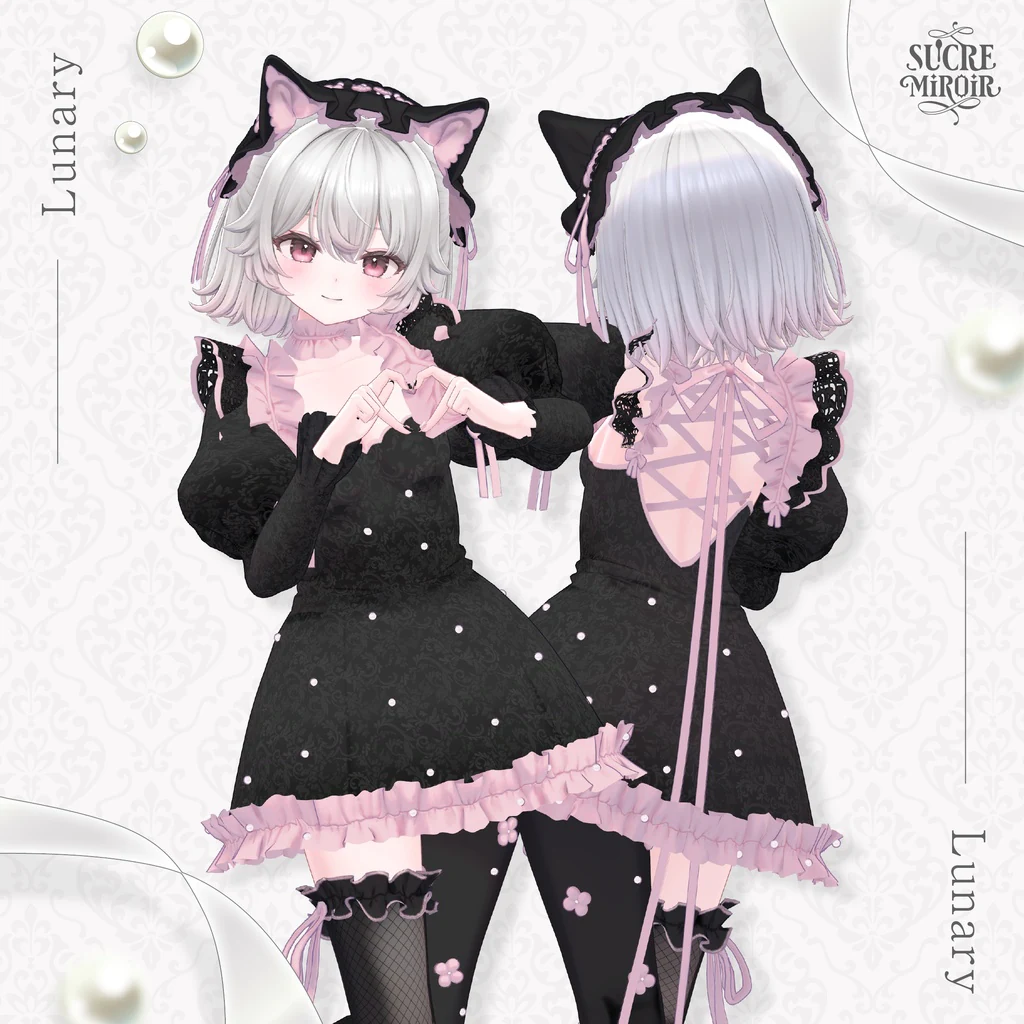 猫耳ヘッドドレスと背面リボンが分かるWhiteKerriaの公式商品画像