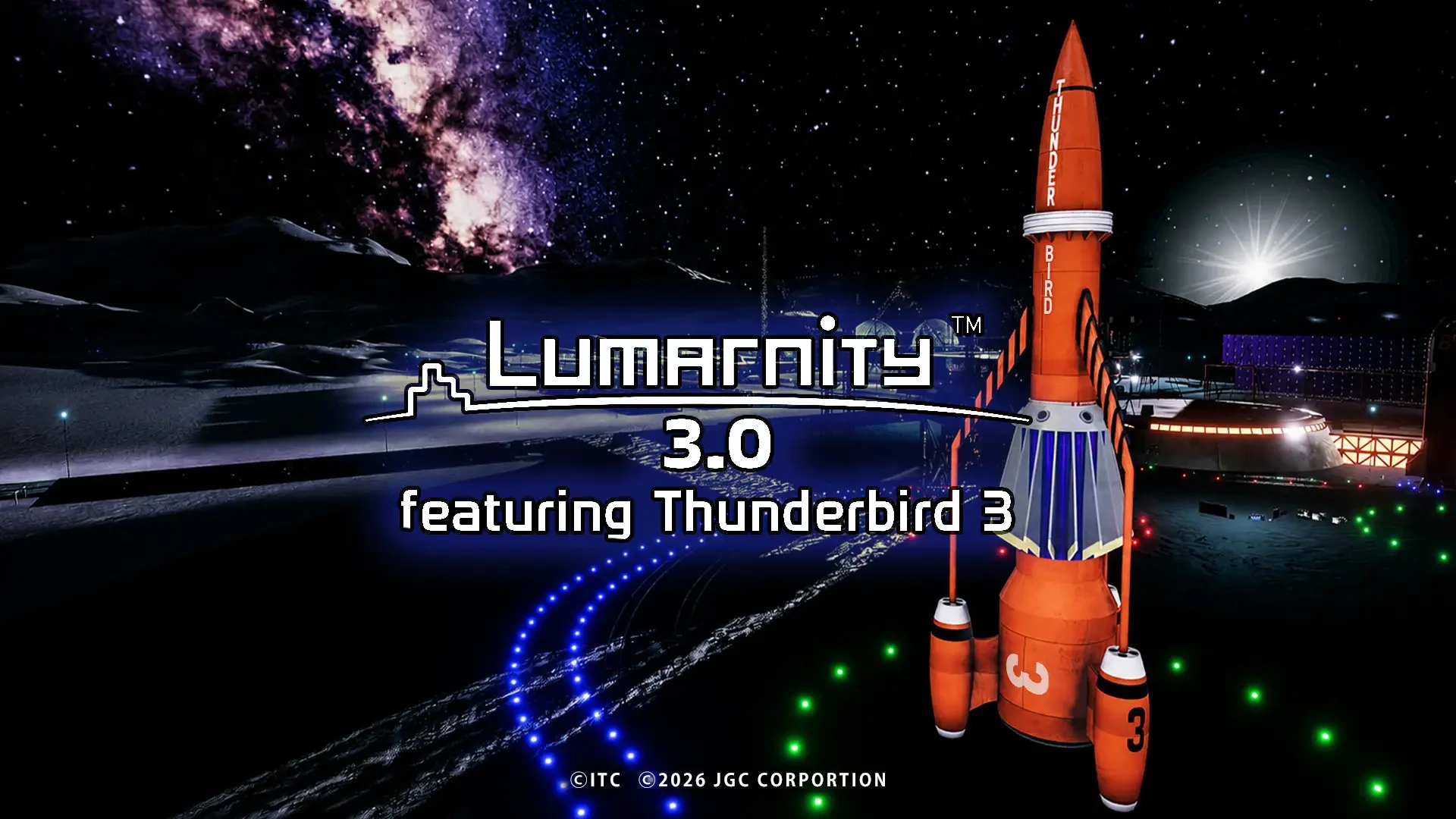 Lumarnityの月面に立つ巨大サンダーバード3号