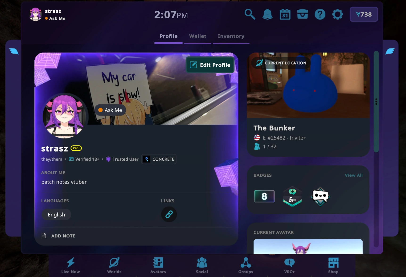 VRChat 2026.3.1の新しいユーザープロフィール